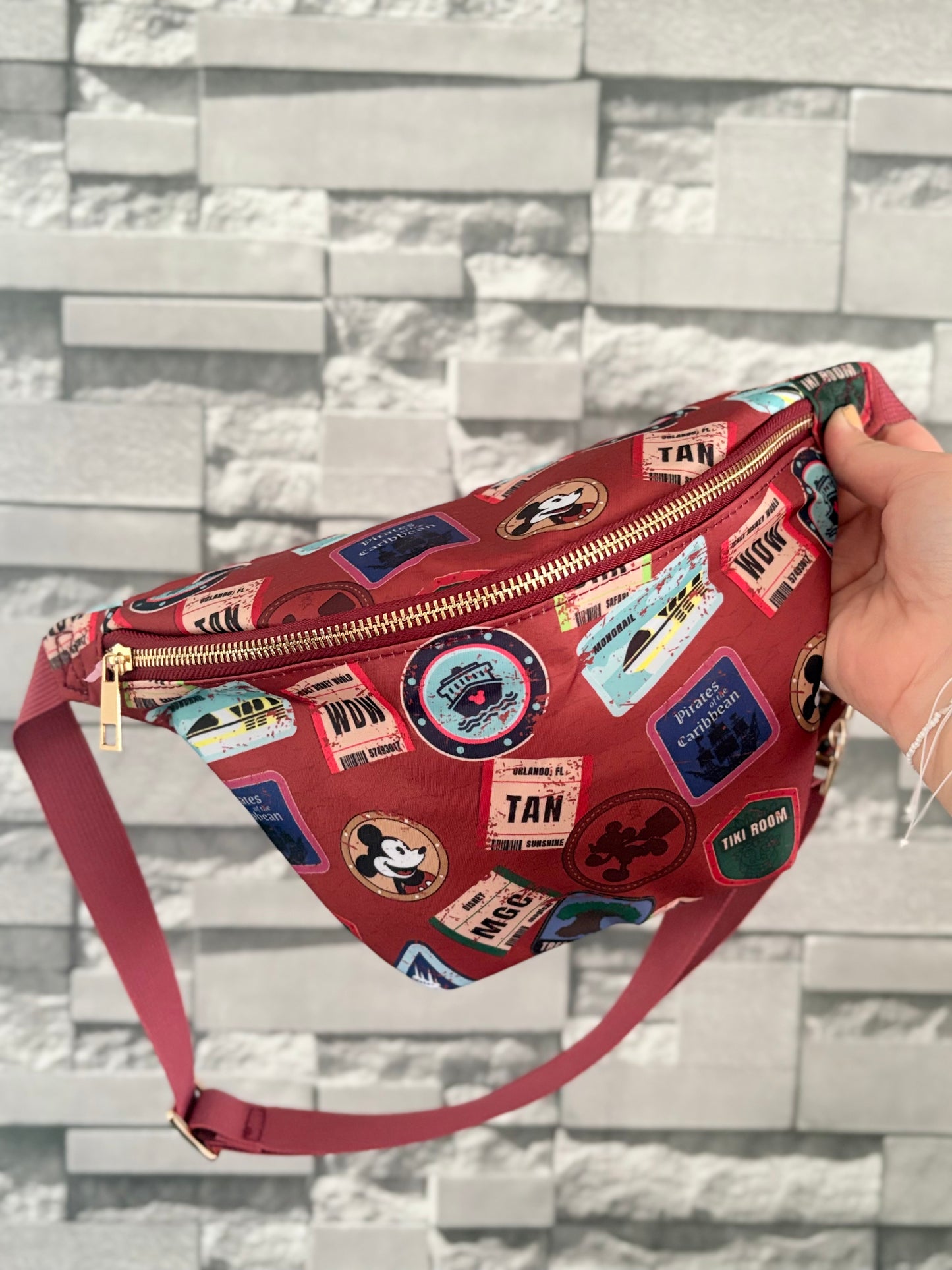 WDW Park Travel Stamps Bum Bag