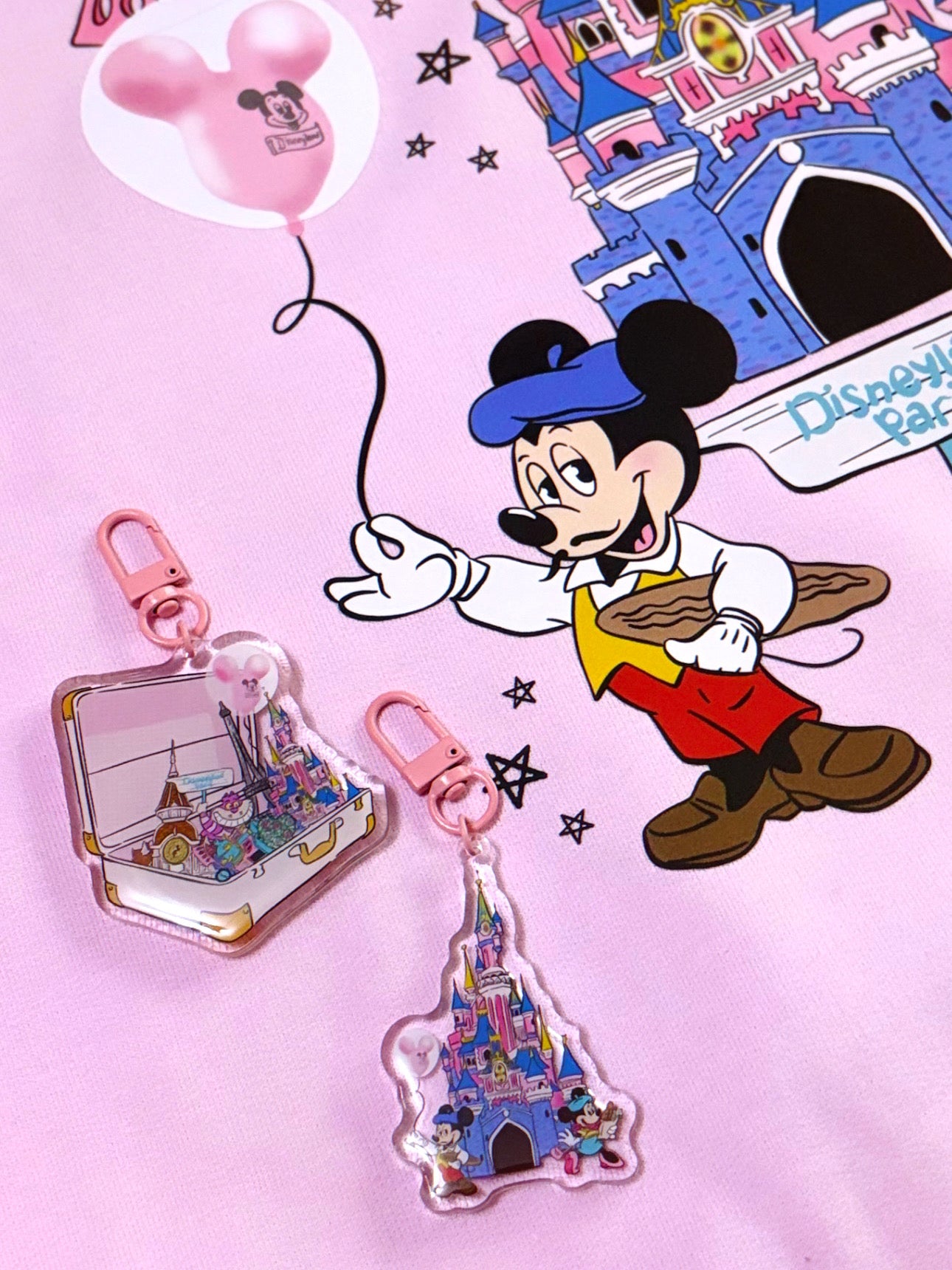 Pink Magical Mouse Paris Epoxy Gloss Acrylic Keyrings
