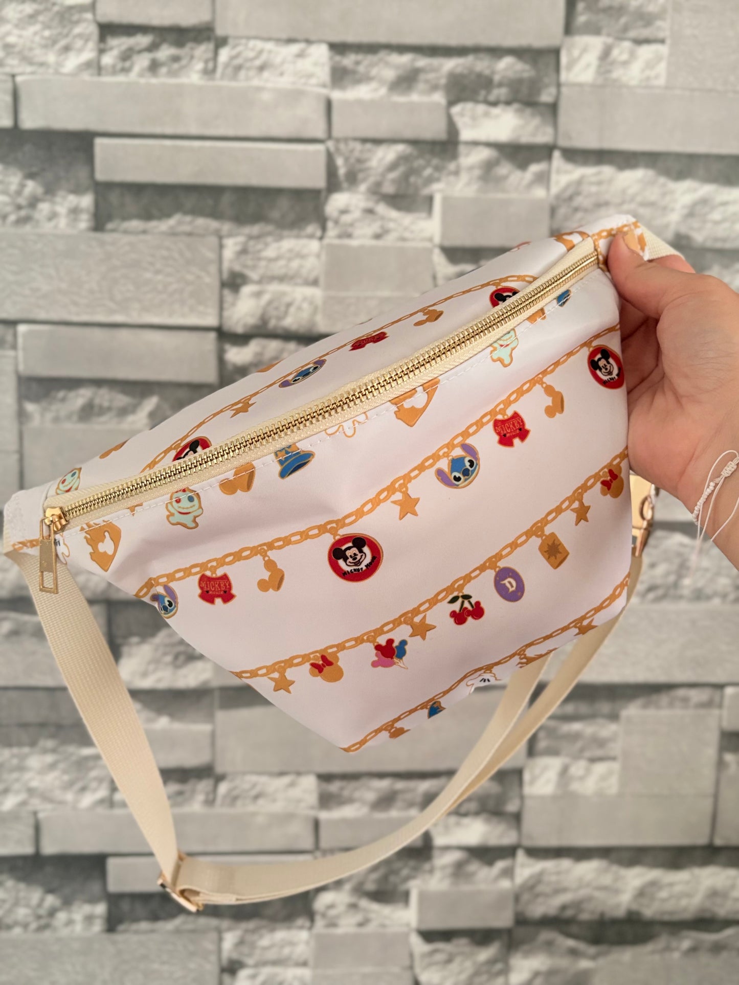 Cream Character Charm Bracelet Bum Bag
