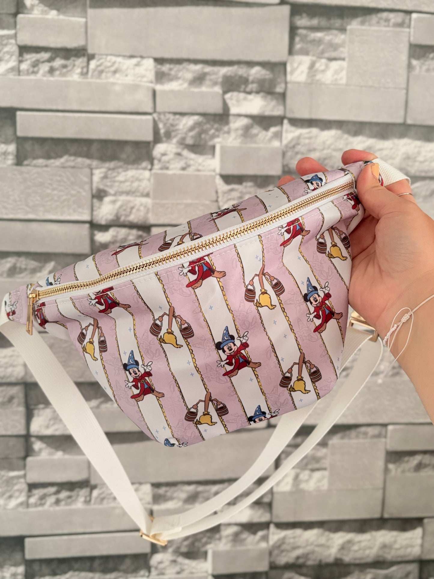 Pink Striped Sorcerer Mouse Bum Bag