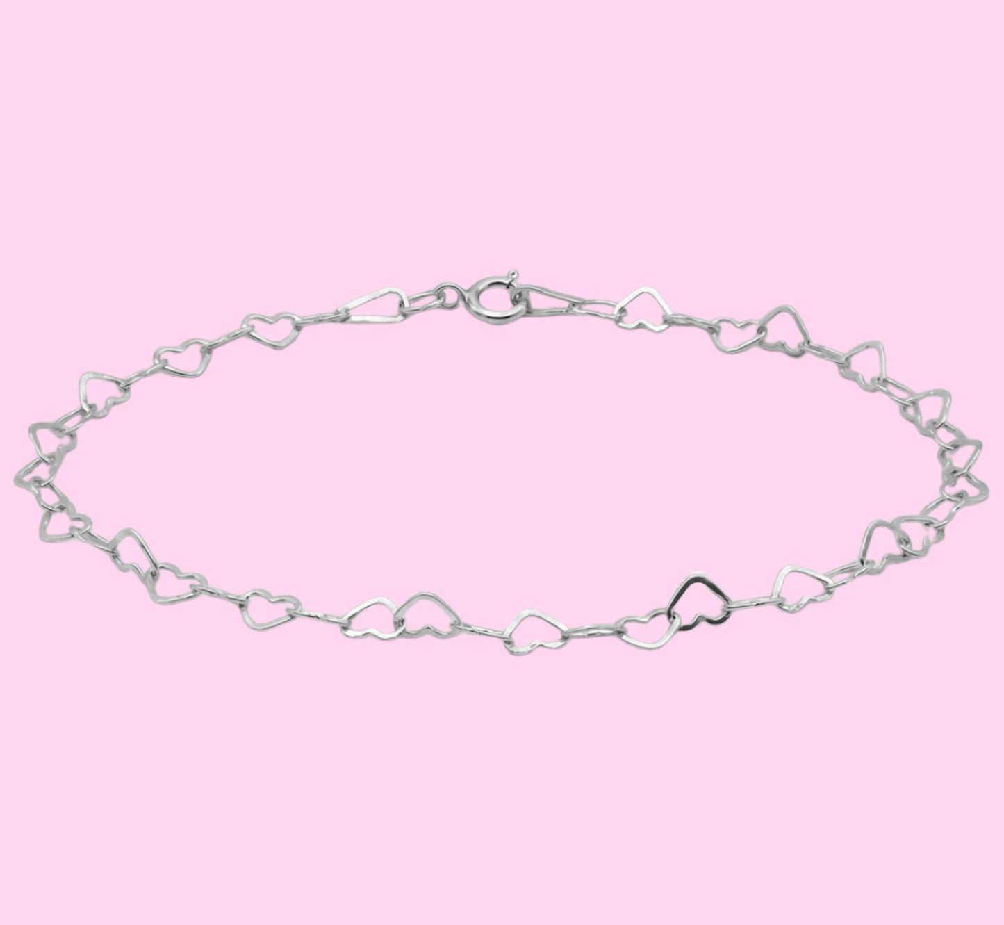 Sterling Silver Heart Link Bracelet