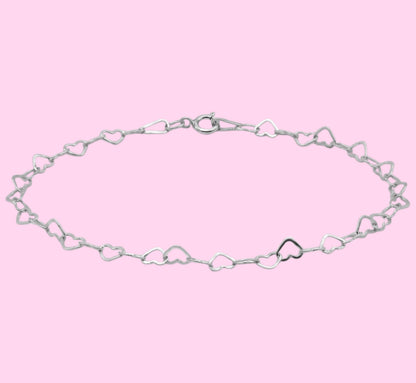 Sterling Silver Heart Link Bracelet