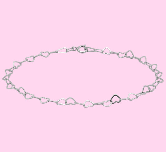 Sterling Silver Heart Link Bracelet