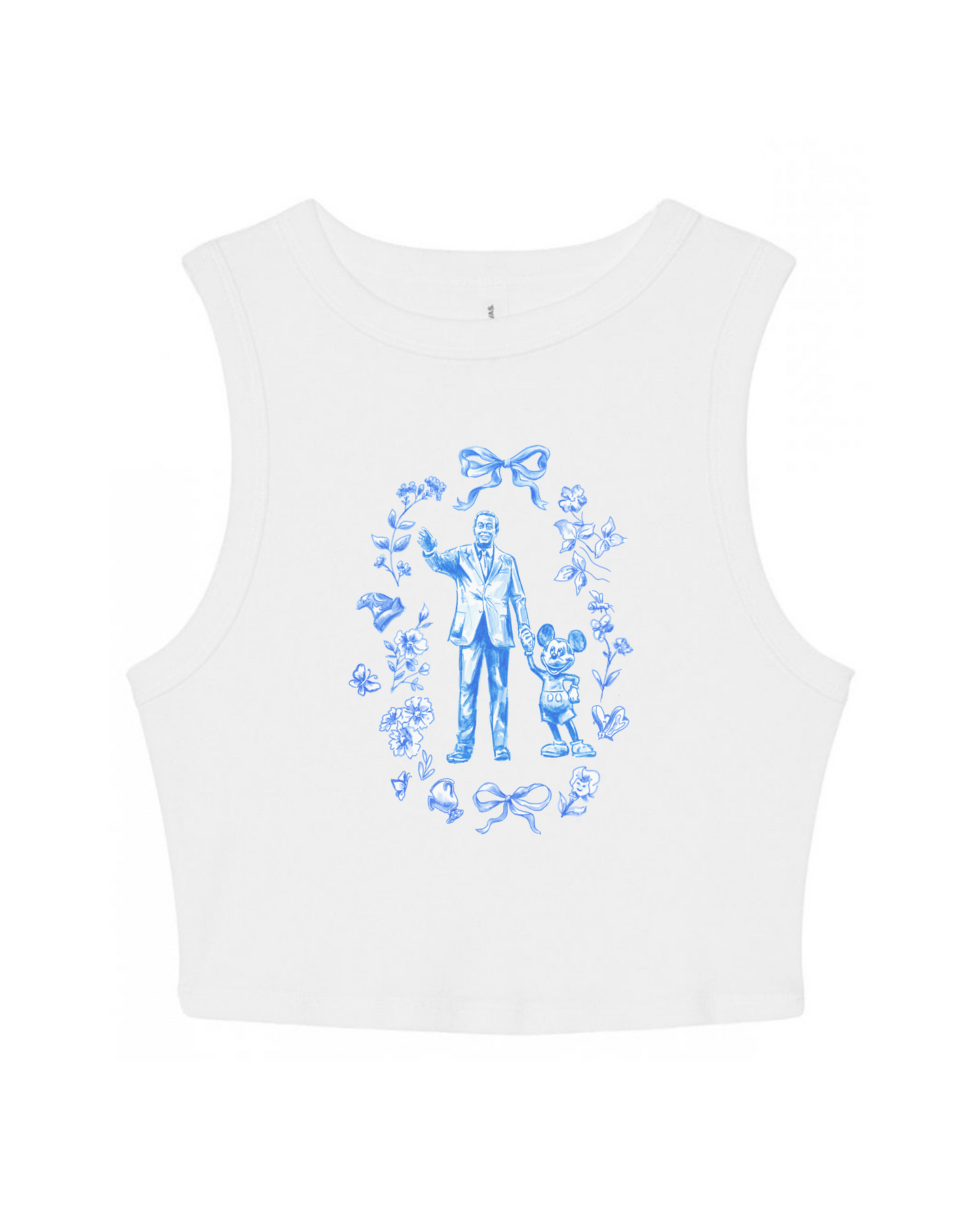 Walt and Mouse Floral White Crop Vest