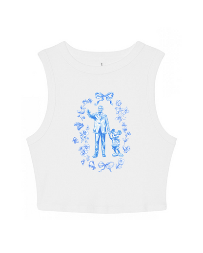 Walt and Mouse Floral White Crop Vest