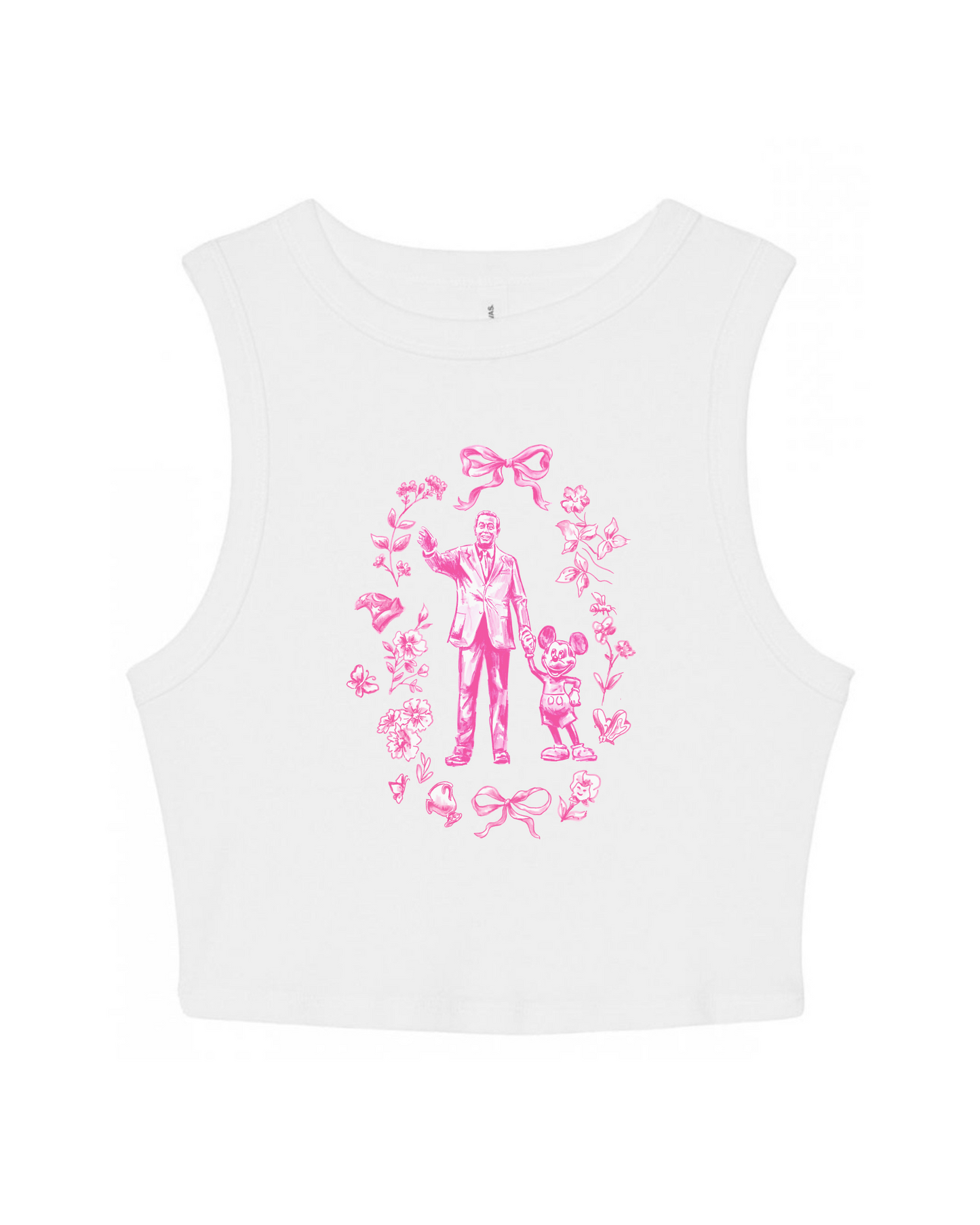 Walt and Mouse Floral White Crop Vest